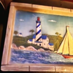 Sailboat candle or candy tray ceramic